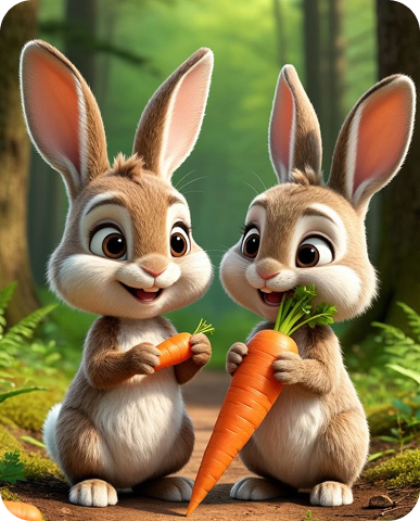 Classic rabbits with carrots